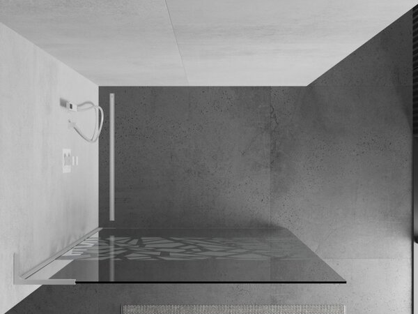 Mexen Kioto L, paravan de dus walk-in 110 x 200 cm, 8 mm sticla transparenta model alb, profil alb, 800-110-103-20-85