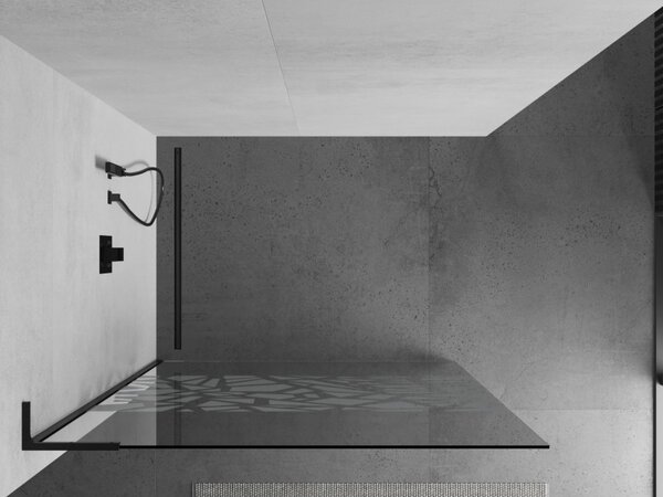 Mexen Kioto L, paravan de dus walk-in 110 x 200 cm, 8 mm sticla transparenta model alb, profil negru, 800-110-103-70-85