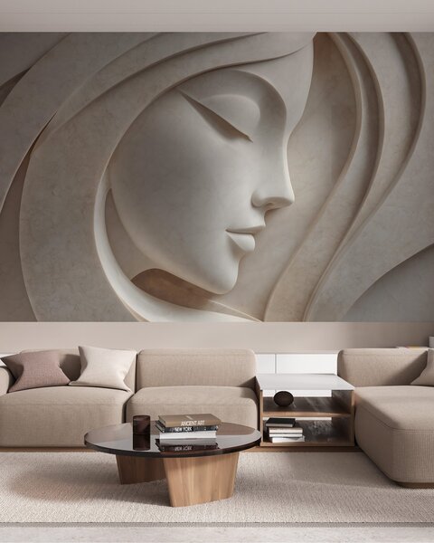 Tapet Un profil feminin în stil basorelief, Fototapet 3D, w05569 : Uwalls.ro