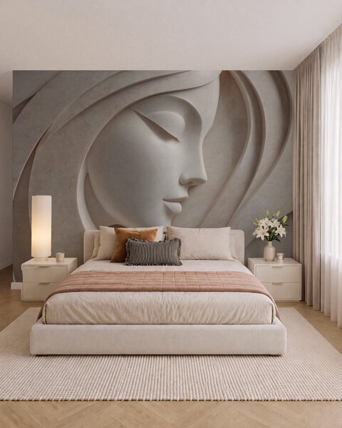 Tapet Un profil feminin în stil basorelief, Fototapet 3D, w05569 : Uwalls.ro