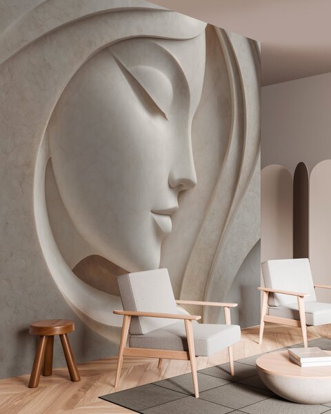 Tapet Un profil feminin în stil basorelief, Fototapet 3D, w05569 : Uwalls.ro
