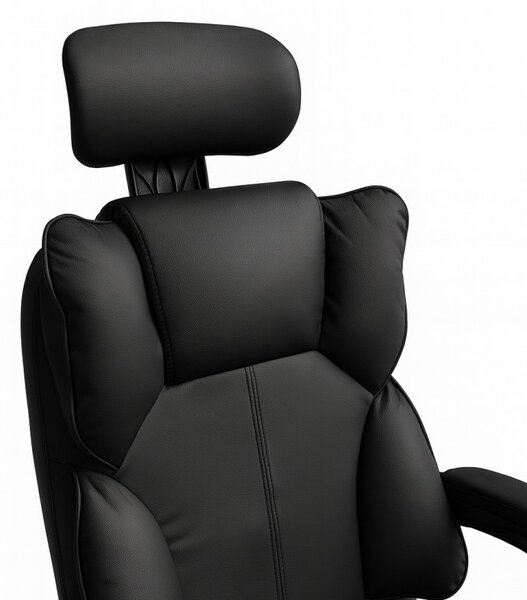 Scaun de birou ergonomic DIRECTO cu suport pentru picioare - piele ecologică neagră