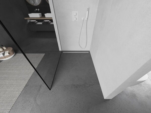 Mexen Kioto L, paravan de dus walk-in 70 x 200 cm, sticla transparenta 8 mm model negru, profil alb, 800-070-103-20-70