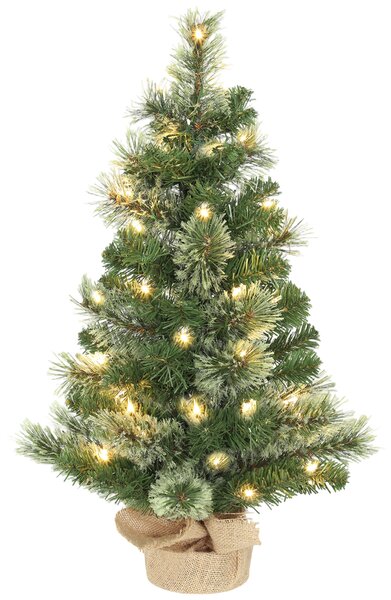 HOMCOM Pom de Crăciun Mic Înalt de 60cm cu 35 LED-uri Albe și Ramuri Ignifuge | Aosom Romania