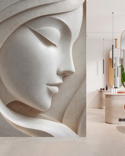 Tapet Un profil feminin în stil basorelief, Fototapet 3D, w05569 : Uwalls.ro