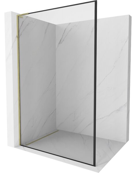 Mexen Kioto L, paravan de dus walk-in 70 x 200 cm, 8 mm sticla transparenta model negru, profil auriu lucios, 800-070-103-50-70