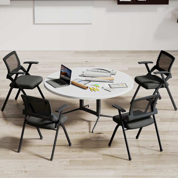 HOMCOM Set de 2 Scaune Pliabile în Material Textil cu Efect de In cu Spătar Curbat și Brațe, Scaune Portabile Salvaspațiu din Oțel, pentru Casă, Birou, Bucătărie, Evenimente, 61x56x84 cm, Negru | Aosom Romania