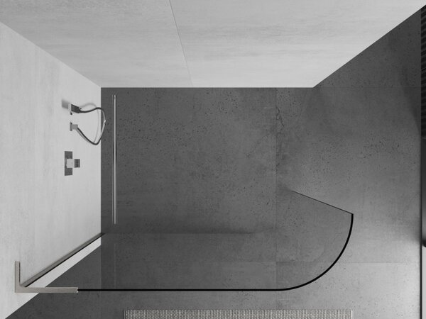 Mexen Kioto L, paravan de duș walk-in 120 x 200 cm, sticlă transparentă de 8 mm, profil din oțel periat, 800-120-103-97-06