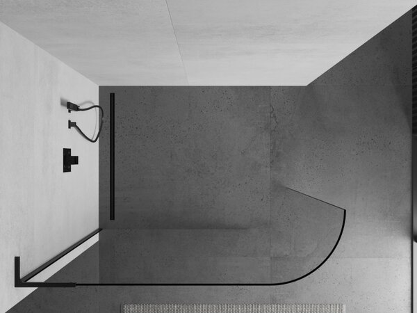 Mexen Kioto L, paravan de dus walk-in 120 x 200 cm, sticla transparenta 8 mm, profil negru, 800-120-103-70-06