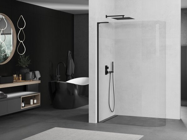 Mexen Kioto L, paravan de dus walk-in 120 x 200 cm, sticla transparenta 8 mm, profil negru, 800-120-103-70-06