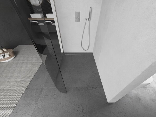 Mexen Kioto L, paravan de duș walk-in 120 x 200 cm, sticlă transparentă de 8 mm, profil din oțel periat, 800-120-103-97-06