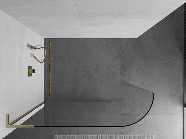 Mexen Kioto L, paravan de dus walk-in 120 x 200 cm, sticla transparenta 8 mm, profil auriu mat, 800-120-103-55-06