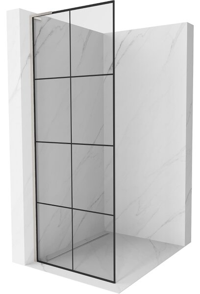 Mexen Kioto L, paravan de duș walk-in 80 x 200 cm, sticlă transparentă de 8 mm model negru, profil din oțel periat, 800-080-103-97-77