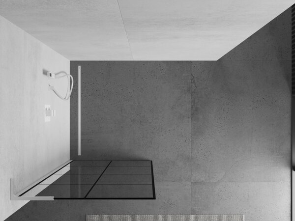 Mexen Kioto L, paravan de dus walk-in 80 x 200 cm, 8 mm sticla transparenta model negru, profil alb, 800-080-103-20-77