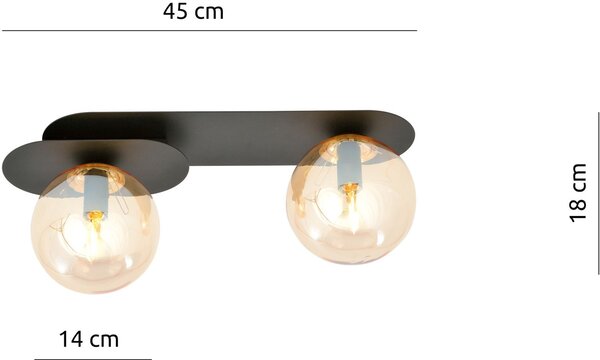 Emibig Plaza lampă de tavan 2x10 W negru-chihlimbar 1120/2