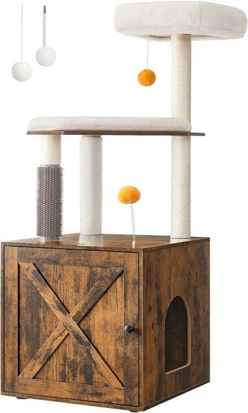 Ansamblu pisici cu litiera, Feandrea, Maro, 52x52x128.4 cm