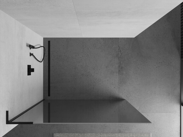 Mexen Kioto L, paravan de dus walk-in 70 x 200 cm, sticla model oglinda 8 mm, profil negru, 800-070-103-70-50