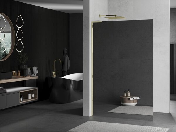 Mexen Kioto L, Masa de dus Walk-In 70 x 200 cm, sticla model oglinda 8 mm, profil auriu lucios, 800-070-103-50-50