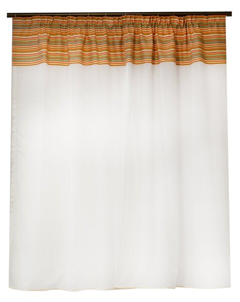 Perdea Velaria voal alb cu dungi portocalii si esarfe, 180x155 cm