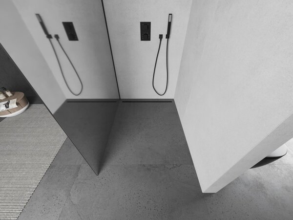 Mexen Kioto L, paravan de dus walk-in 70 x 200 cm, sticla model oglinda 8 mm, profil negru, 800-070-103-70-50