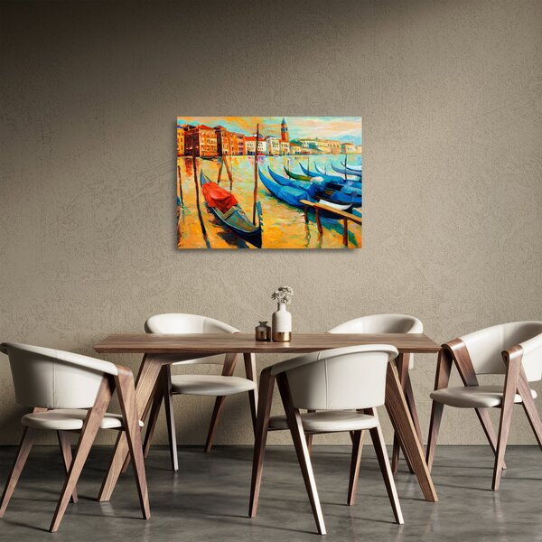 Tablou pe sticlă - Port în Veneția (70x50 cm)