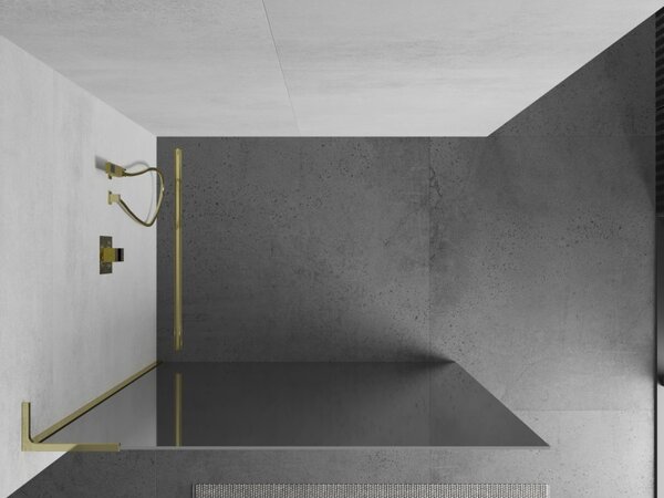 Mexen Kioto L, Masa de dus Walk-In 70 x 200 cm, sticla model oglinda 8 mm, profil auriu lucios, 800-070-103-50-50