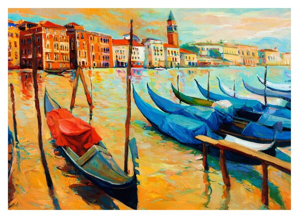 Tablou pe sticlă - Port în Veneția (70x50 cm)