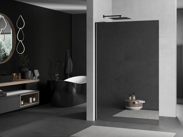 Mexen Kioto L, paravan de dus walk-in 70 x 200 cm, sticla model oglinda 8 mm, profil negru, 800-070-103-70-50