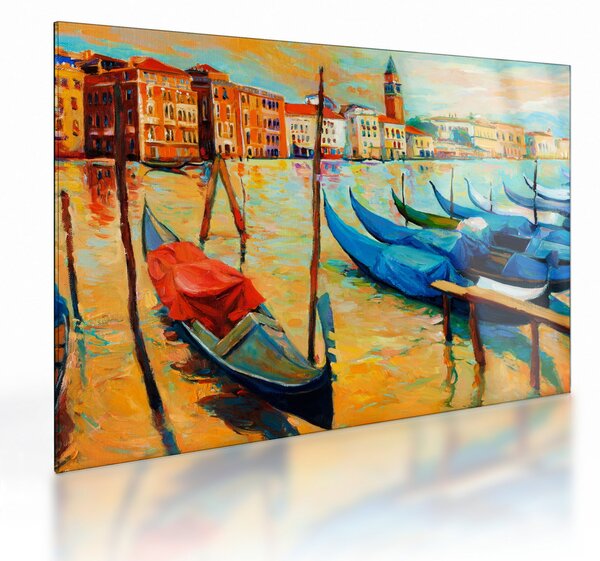 Tablou pe sticlă - Port în Veneția (70x50 cm)