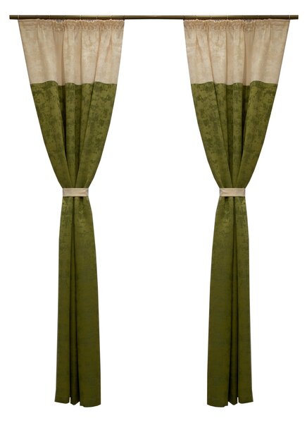 Set draperii Velaria Asos verde cu ivoire, 2x120x250