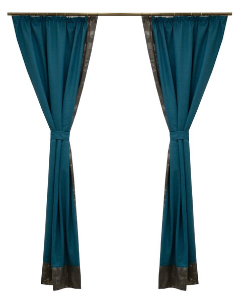 Set draperii Velaria suet turcoaz cu gri, 2x120x250 cm