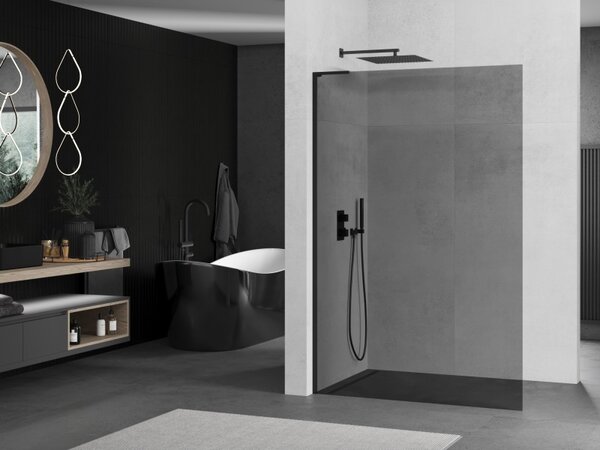 Mexen Kioto L, paravan de dus walk-in 70 x 200 cm, sticla gri 8 mm, profil negru, 800-070-103-70-40