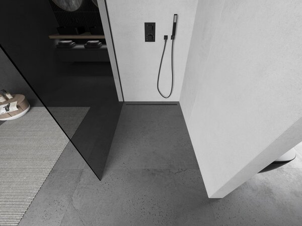 Mexen Kioto L, paravan de dus walk-in 70 x 200 cm, sticla gri 8 mm, profil negru, 800-070-103-70-40