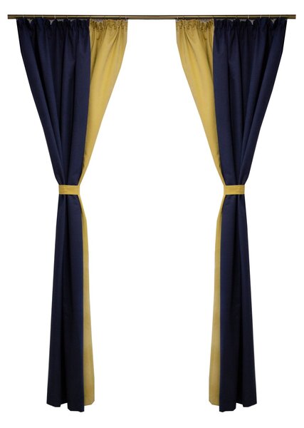 Set draperii Velaria Suet albastru cu auriu, 2x160x250 cm