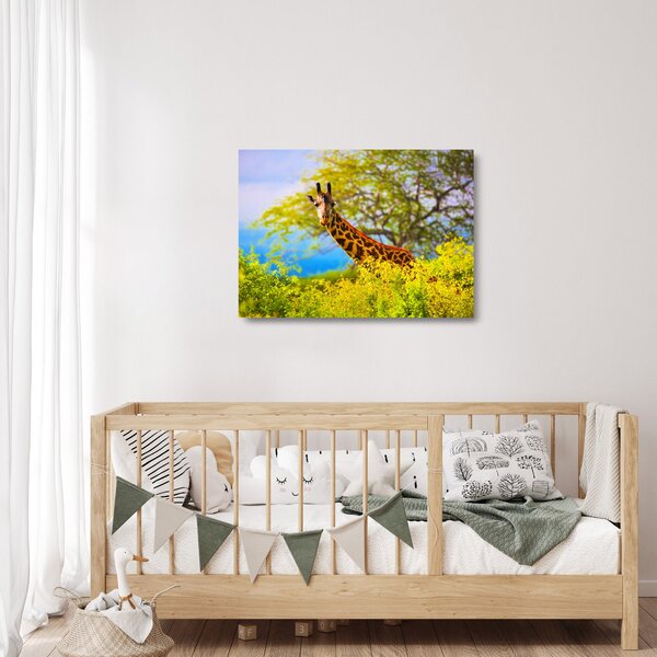 Tablou pe sticlă - Girafa în Africa (70x50 cm)