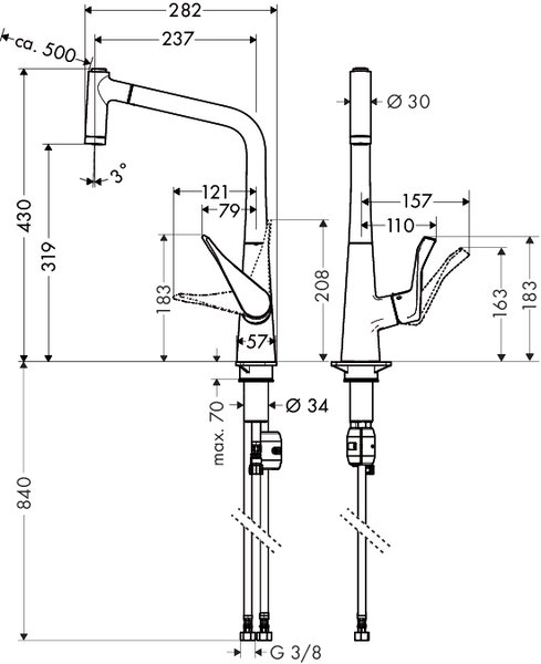 Hansgrohe Metris baterie bucătărie pe picior oţel inoxidabil 14820800