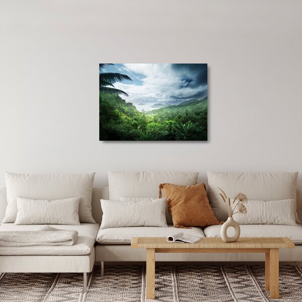 Tablou pe sticlă -Jungla din Seychelles (70x50 cm)