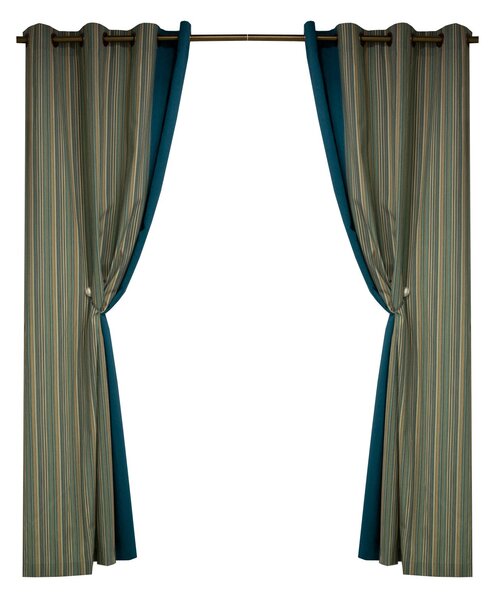 Set draperii Velaria suet turcoaz cu dungi, 2x120x223 cm