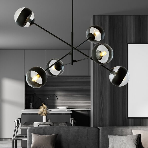 Emibig Linear lampă de tavan 6x10 W negru-transparent 1168/6
