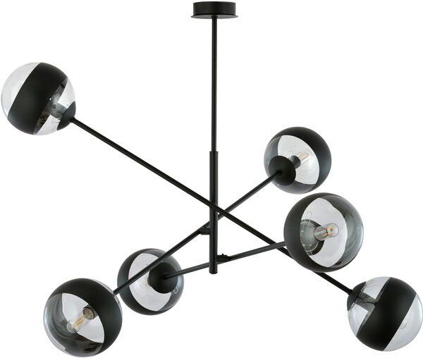 Emibig Linear lampă de tavan 6x10 W negru-transparent 1168/6