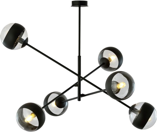 Emibig Linear lampă de tavan 6x10 W negru-transparent 1168/6
