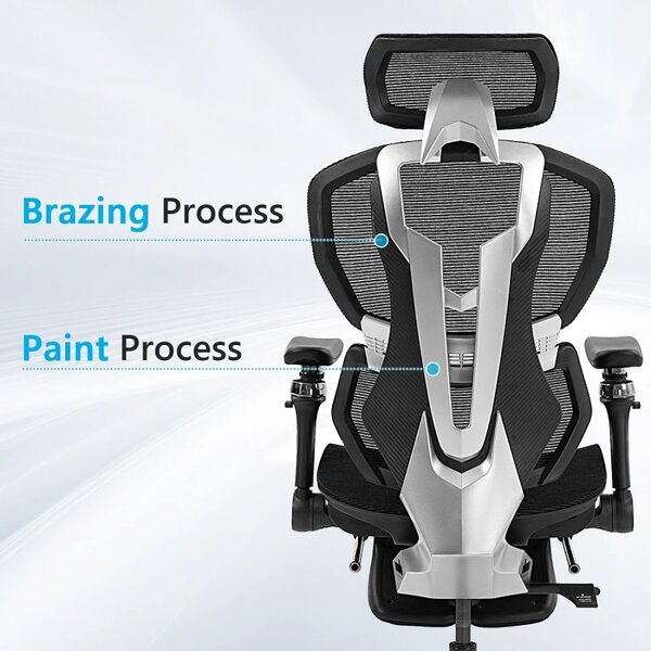 ErgoMesh X863 Scaun ergonomic, Sezut Translatie, cotiere 6D, Tetiera 3D, Suport lombar automat, Suport picioare, Baza Aluminiu, Full Mesh, Negru