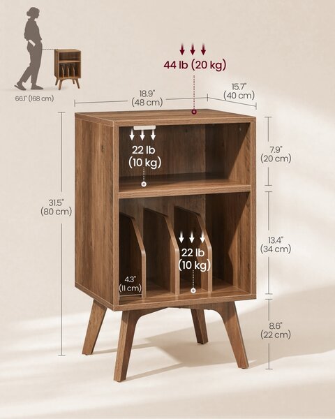 Masa consola multifunctionala pentru echipamente audio, pickup vinil Vasagle, Maezo, Maro, 48x40x80 cm