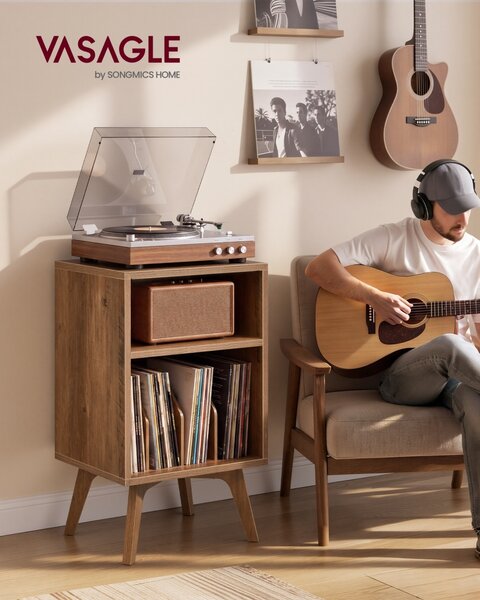 Masa consola multifunctionala pentru echipamente audio, pickup vinil Vasagle, Maezo, Maro, 48x40x80 cm
