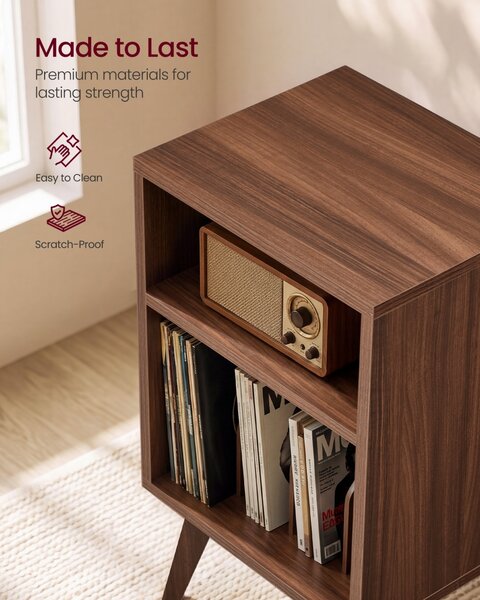 Masa consola multifunctionala pentru echipamente audio, pickup vinil Vasagle, Maezo, Maro inchis, 48x40x80 cm