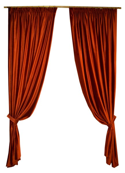 Set draperii Velaria catifea caramizie, 2x140x265 cm