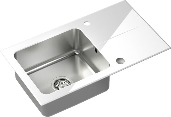 Quadron Hugh chiuvetă sticlă-oțel 77x44 cm alb ST3577SB1BS
