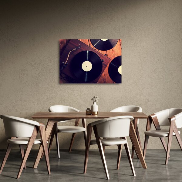 Tablou pe sticlă - Discuri de gramafon (70x50 cm)