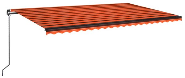 Copertină retractabilă manual, portocaliu și maro, 500x350 cm
