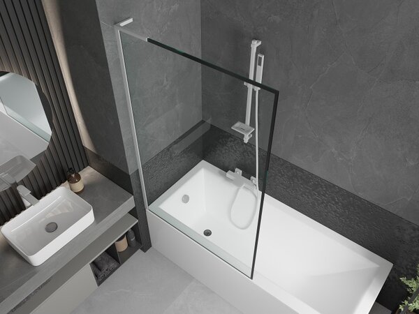 Mexen Next L, paravan de baie cu 1 aripă 100 x 150 cm, model sticlă transparentă de 6 mm negru, profil alb, 895-100-000-03-70-20